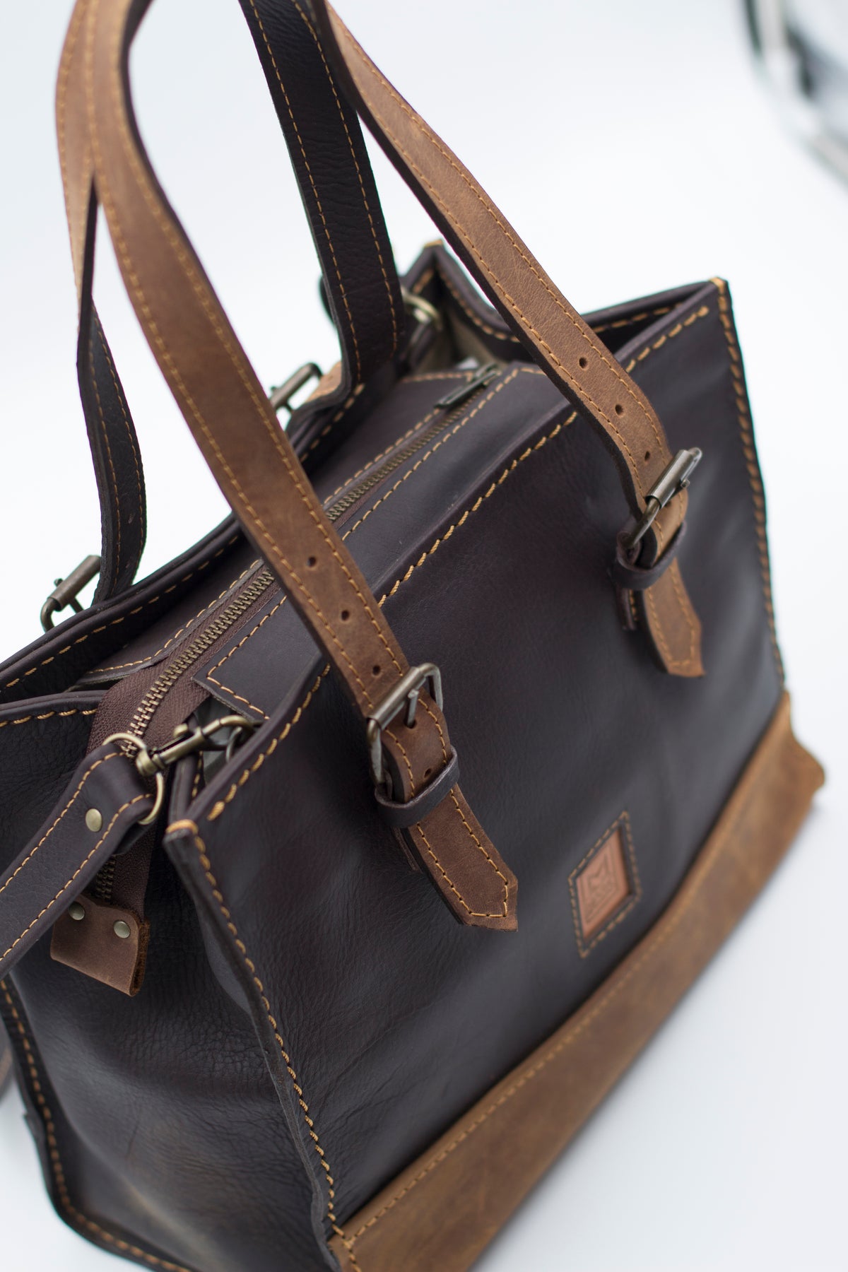 Kimi Handbag - Premium Two-Tone Leather Tote