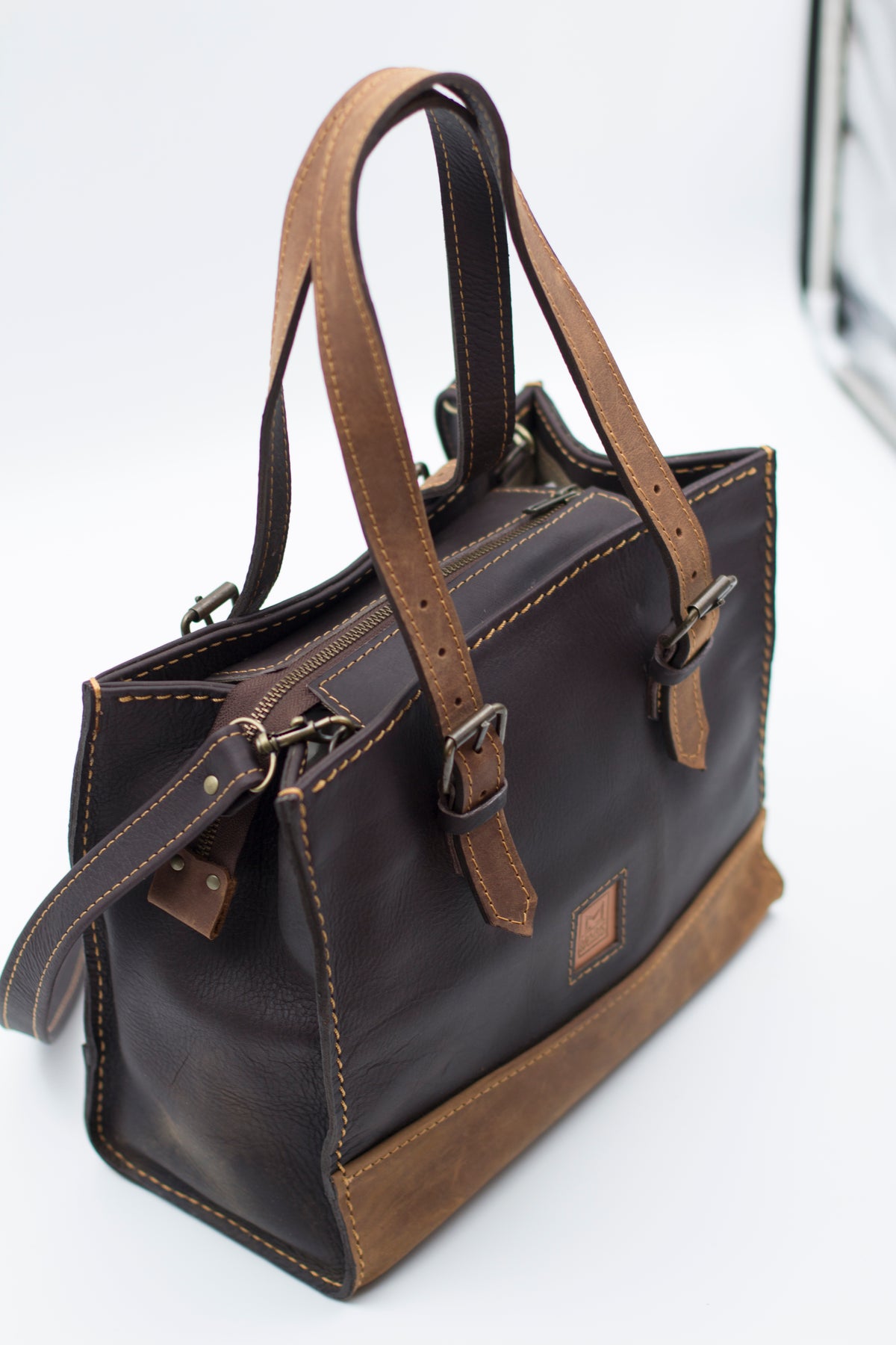 Kimi Handbag - Premium Two-Tone Leather Tote