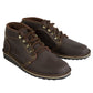 Handmade Ranger boot in dark brown full-grain leather with hiking-style lacing and black wedge sole