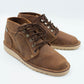 Handmade Ranger boot in medium brown full-grain leather with hiking-style lacing and crepe wedge sole