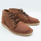 Handmade Ranger boot in tobacco full-grain leather with hiking-style lacing and crepe wedge sole