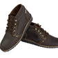 Dark brown Ranger boot pair showing full-grain leather texture and hiking-style lacing with black sole